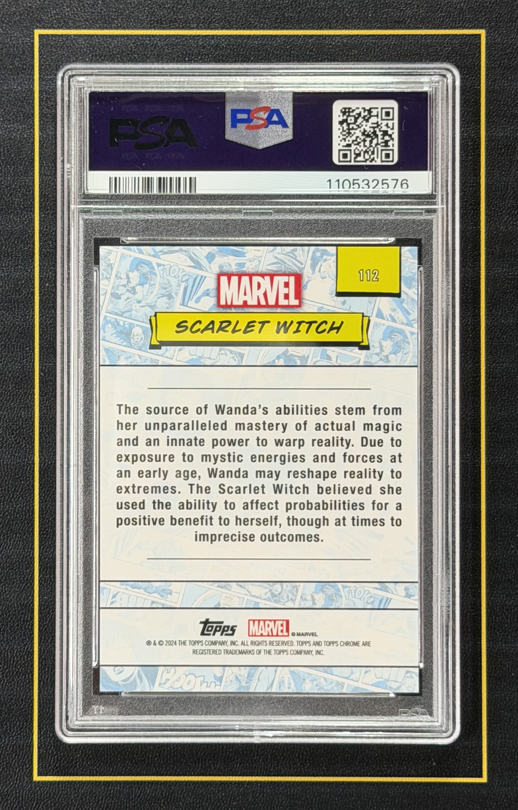 【超新星精品】2024 Topps Chrome Sapphire Marvel TC漫威 蓝宝石 元年 Scarlet Witch 猩红女巫 绯红女巫 50编 金碎冰折 折射 PSA10分评级【V9930088015】