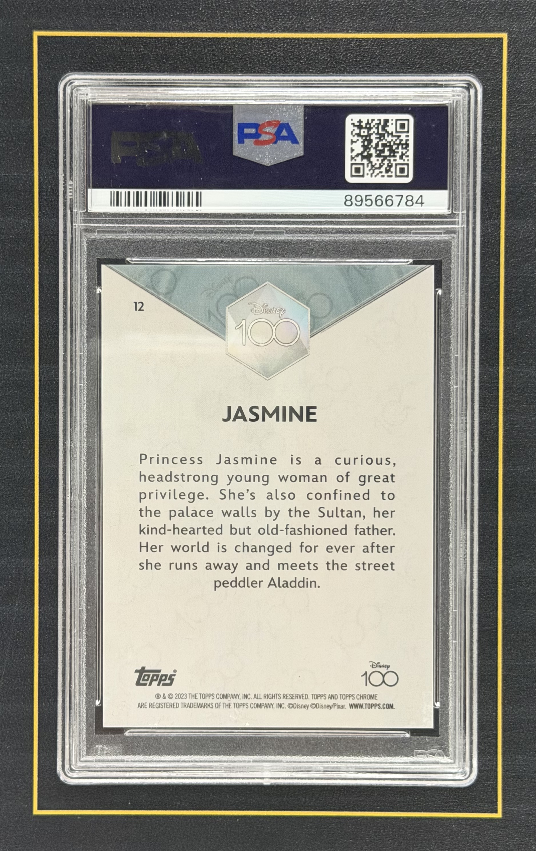 【超新星精品】2023 Topps Chrome Disney 迪士尼 TC 元年 迪士尼100周年 Jasmine 阿拉丁 茉莉公主 75编 深蓝与浅蓝折 深蓝与天蓝折 折射 PSA9分评级【V179007h001】