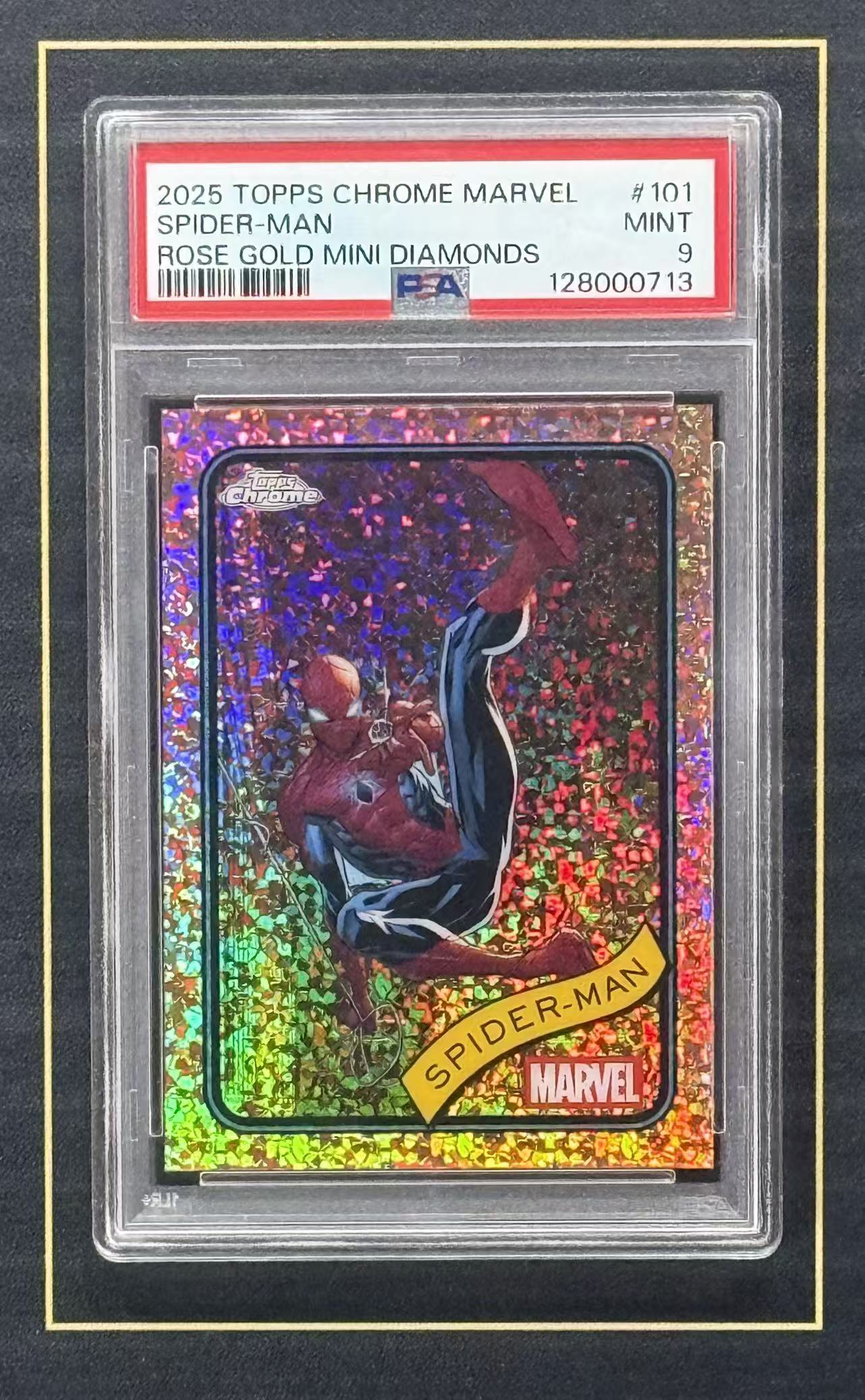 【超新星精品】2025 Topps Chrome Marvel 漫威 Spider-Man 蜘蛛侠 40编 玫瑰金碎花折 折射 PSA9分评级【V993009i006】