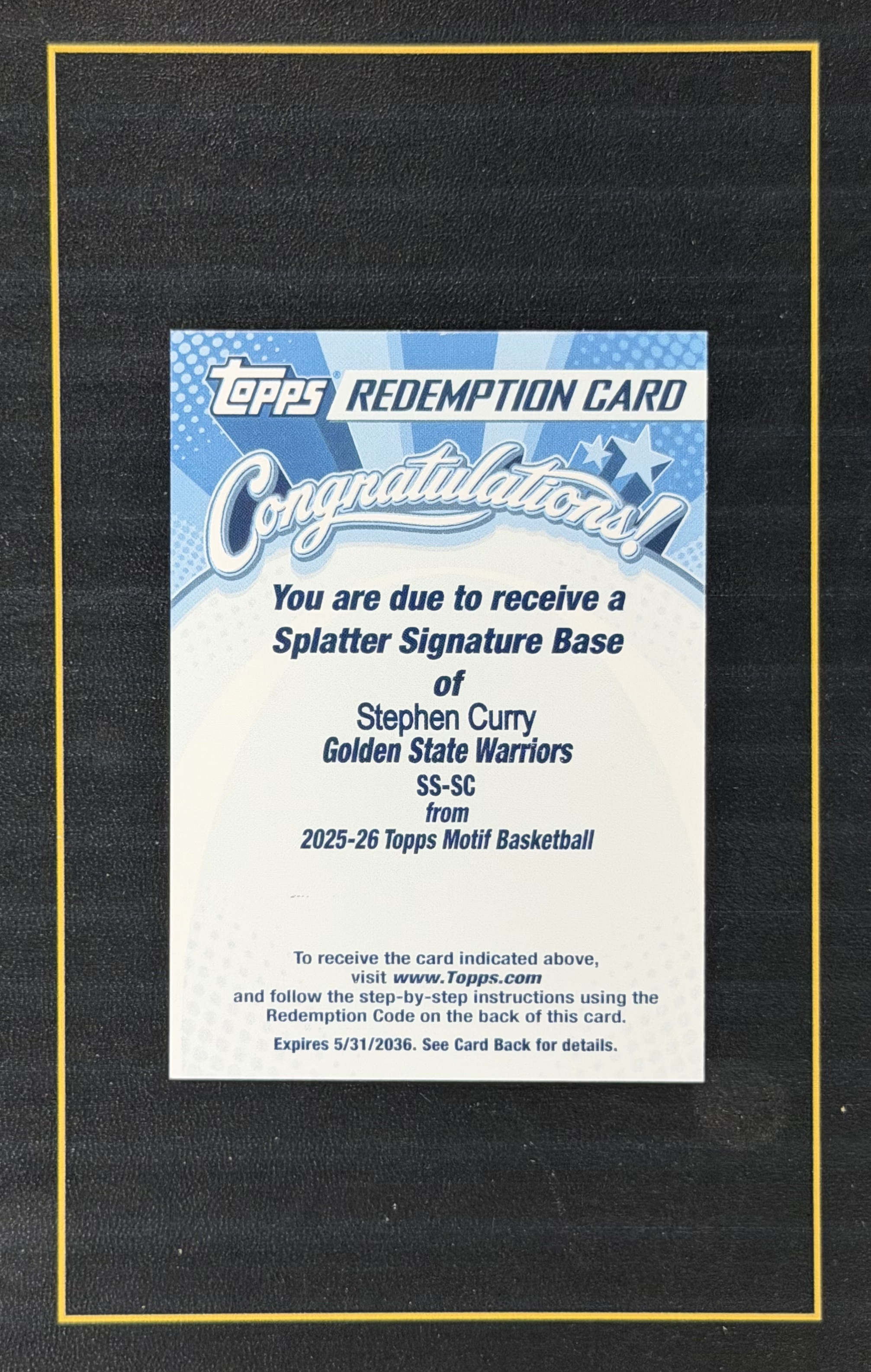 【超新星精品】2025-26 Topps Motif Stephen Curry 勇士 萌神 斯蒂芬库里 25编 卡签独占平行 单一平行 Splatter Signature Base 签字 交换板【C08P007p001】