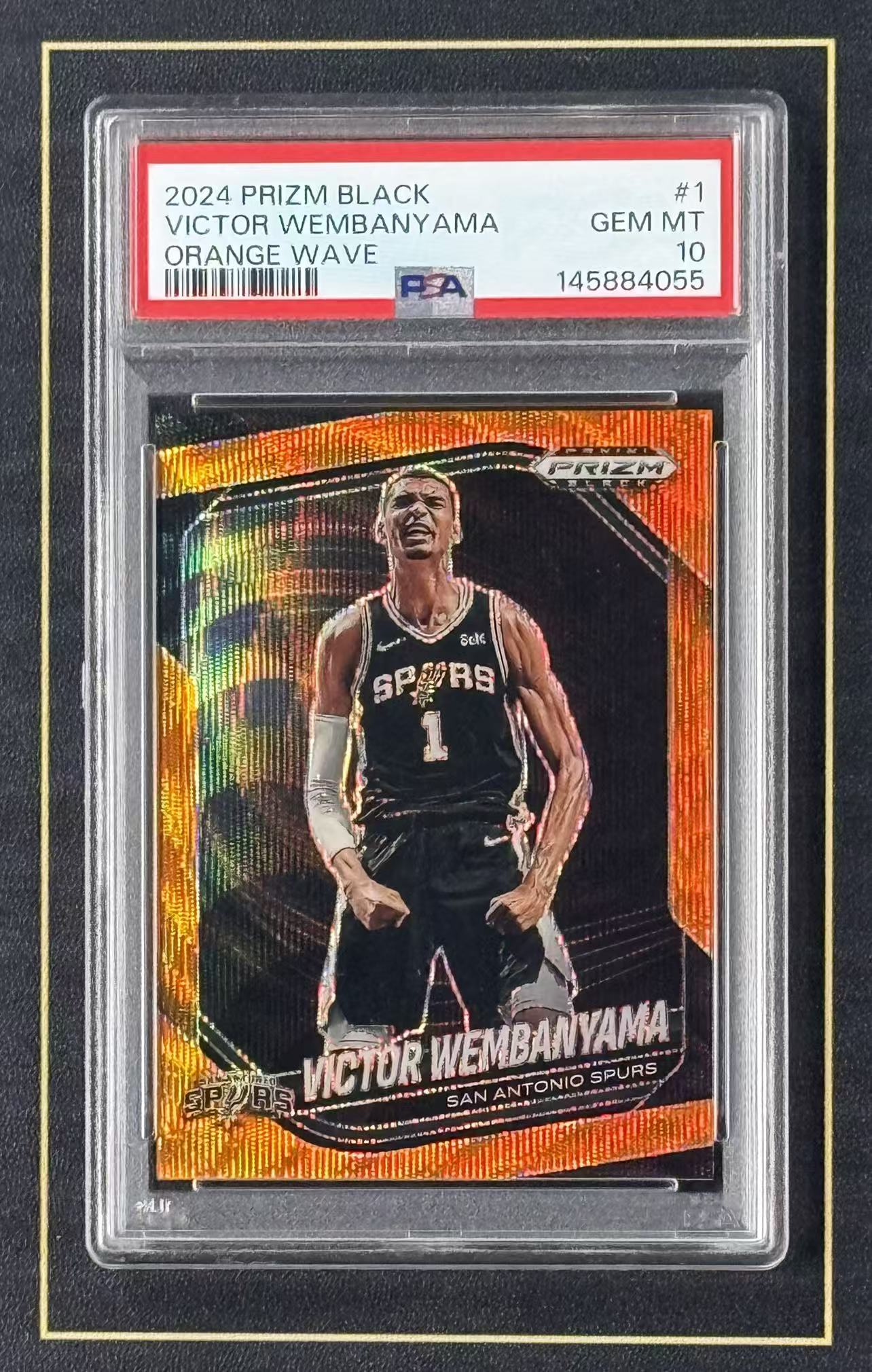 【超新星精品】2024-25 Panini Prizm Black Victor Wembanyama 马刺 外星人 斑马 维克托 文班亚马 60编 橙波纹折 折射 PSA10分评级【V630007j001】