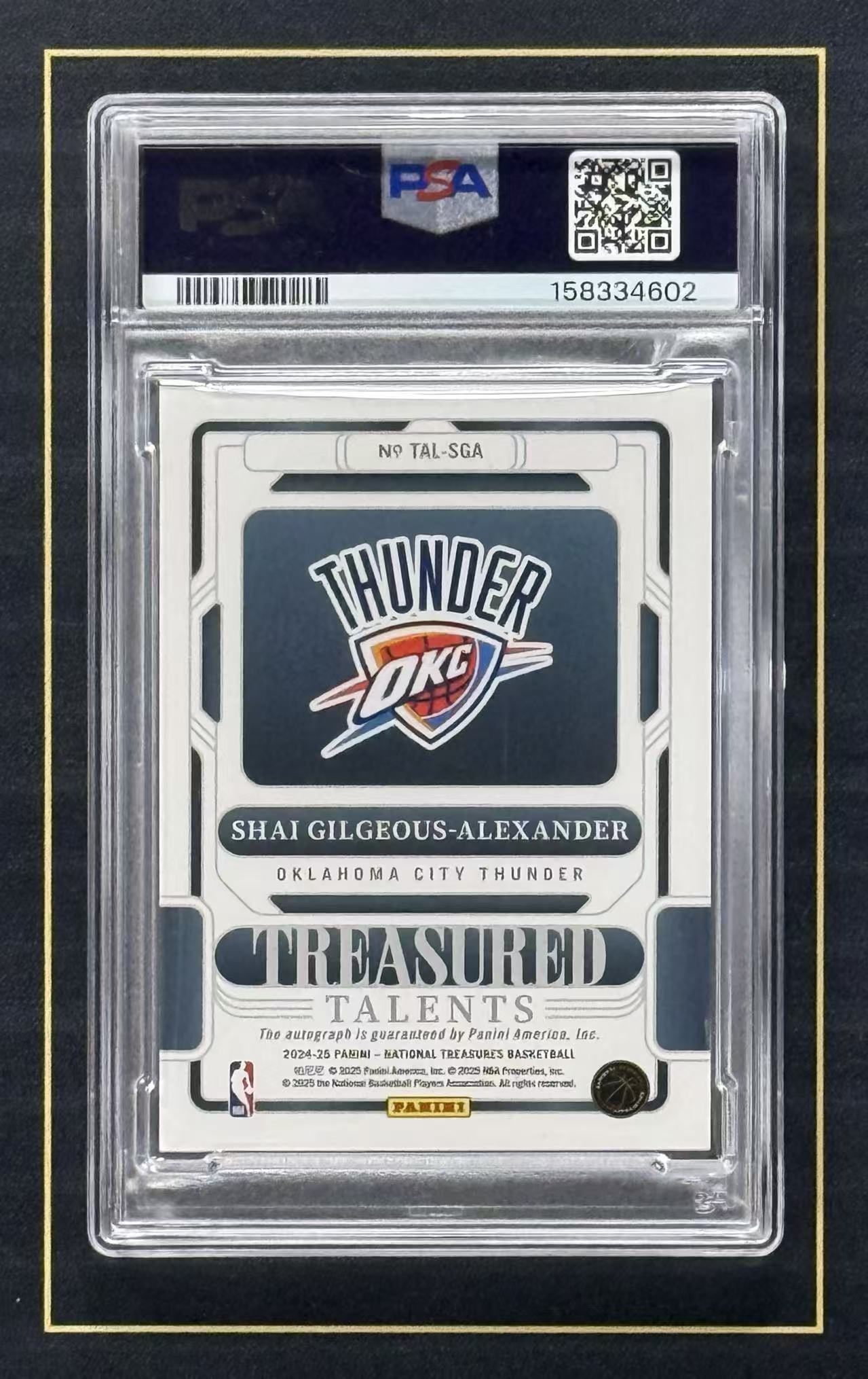 【超新星精品】2024-25 Panini National Treasures Shai Alexander 国宝 雷霆 SGA 谢伊亚历山大 10编 湖水蓝 Treasured签 卡签 PSA8分签字10分评级【C0A80093002】