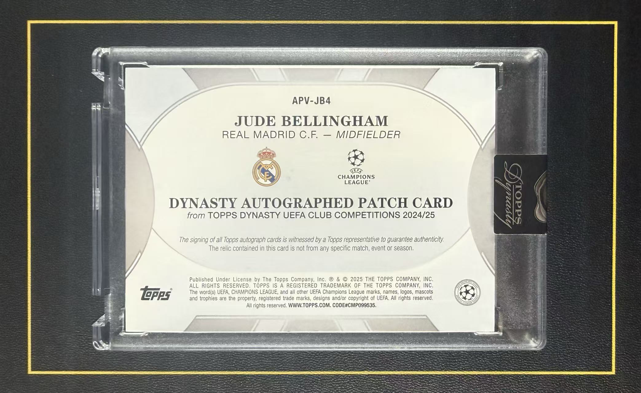【超新星精品】2025 Topps Dynasty Jude Bellingham 王朝 皇马 皇家马德里 英格兰 贝林厄姆 5/10编 同背 闪版 PA 球衣 暴力切割 Patch GU亲穿 卡签 签字 原封砖【V917008U002】